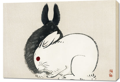 Obraz  Black and White Rabbits, Gakan Japoński Vintage do Salonu
