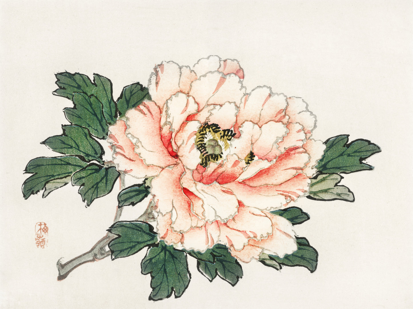 Plakat  Pink Rose,  Kōno Bairei Japoński Vintage do Salonu