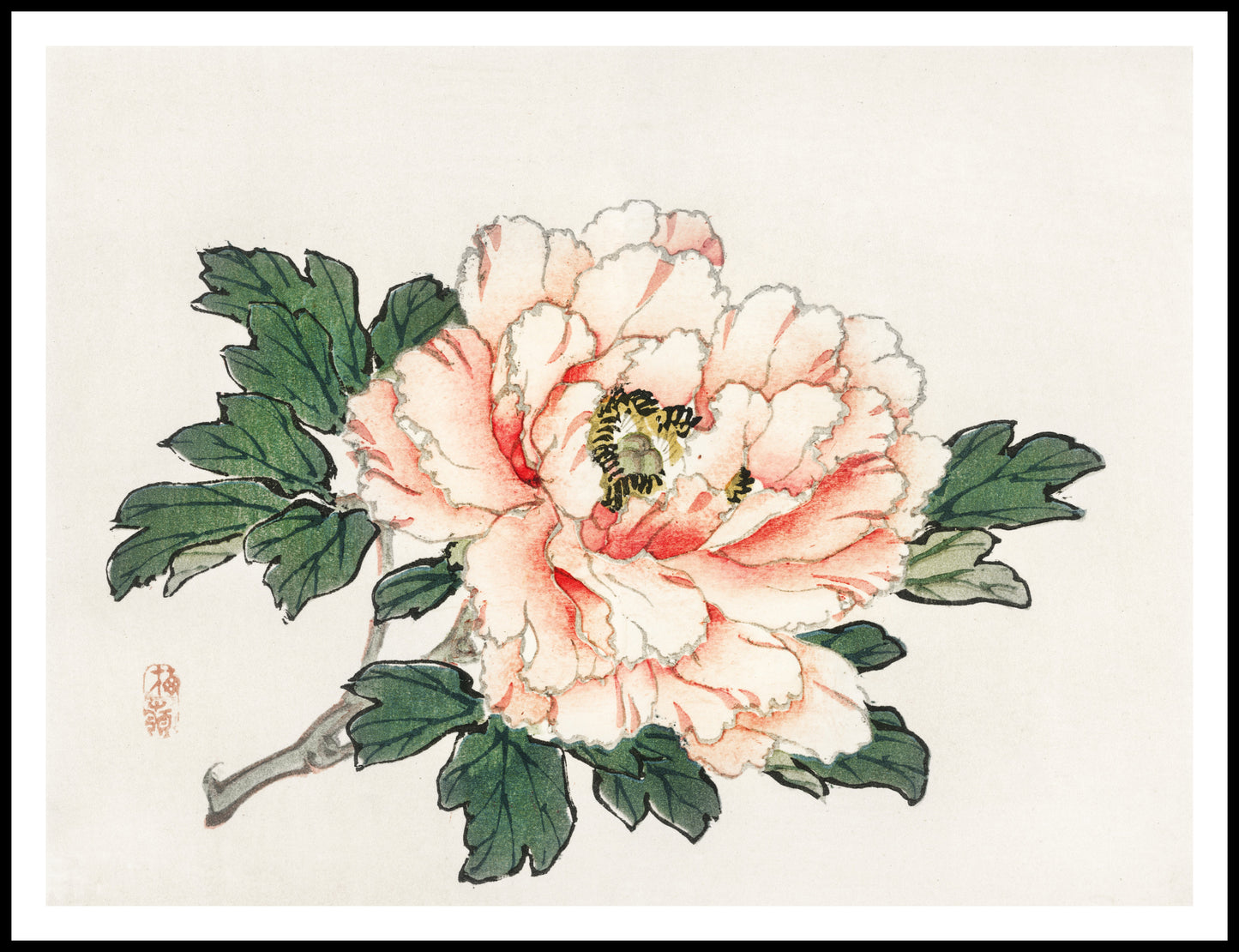 Plakat  Pink Rose,  Kōno Bairei Japoński Vintage do Salonu