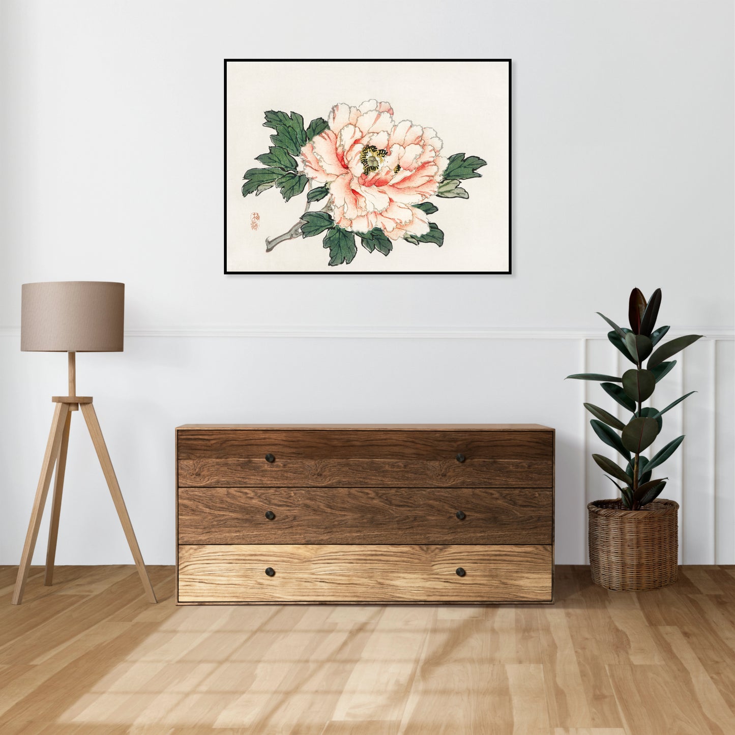 Plakat  Pink Rose,  Kōno Bairei Japoński Vintage do Salonu