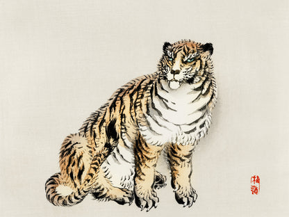 Plakat  Tiger,  Kōno Bairei  Japoński Vintage do Salonu