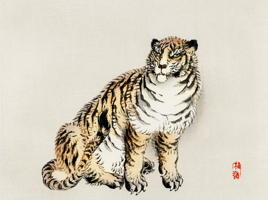 Plakat  Tiger,  Kōno Bairei  Japoński Vintage do Salonu