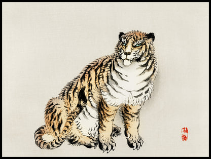 Plakat  Tiger,  Kōno Bairei  Japoński Vintage do Salonu