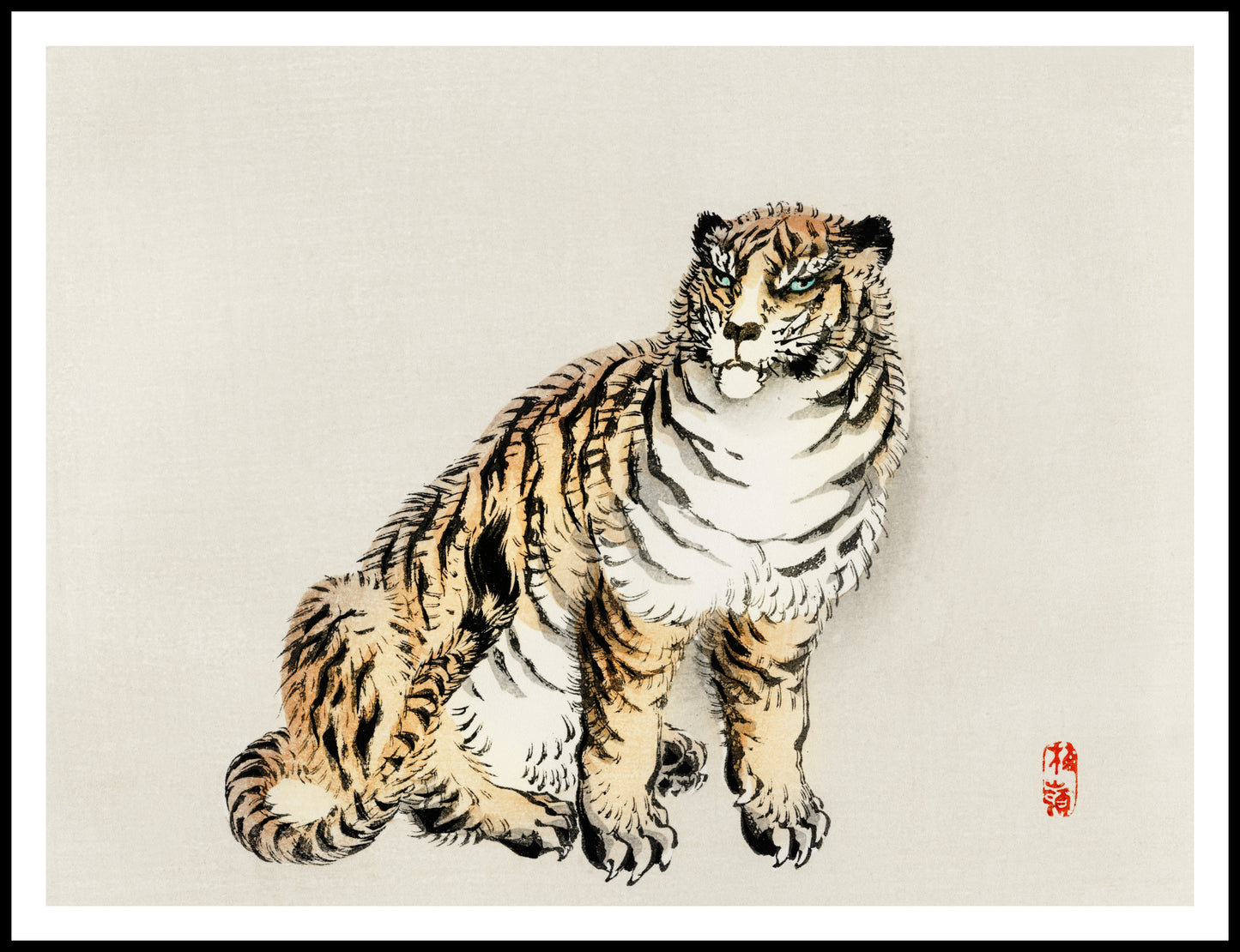 Plakat  Tiger,  Kōno Bairei  Japoński Vintage do Salonu