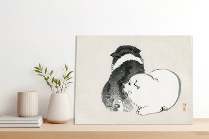 Obraz  Black and White Puppies, Kōno Bairei Vintage do Salonu