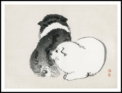 Plakat  Black and White Puppies, Kōno Bairei Vintage do Salonu
