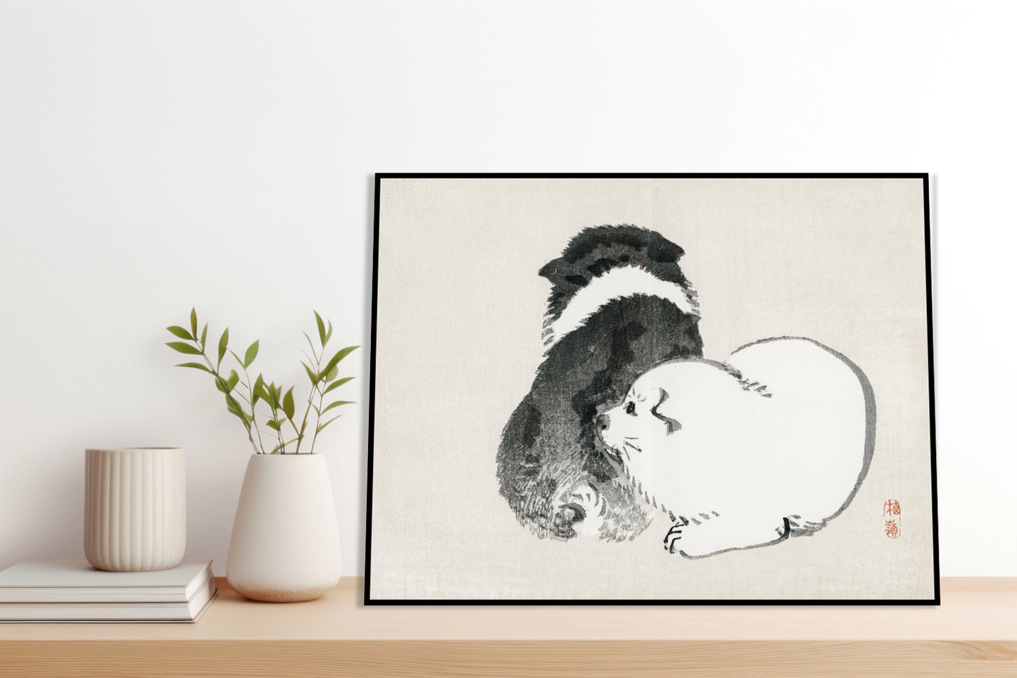 Plakat  Black and White Puppies, Kōno Bairei Vintage do Salonu