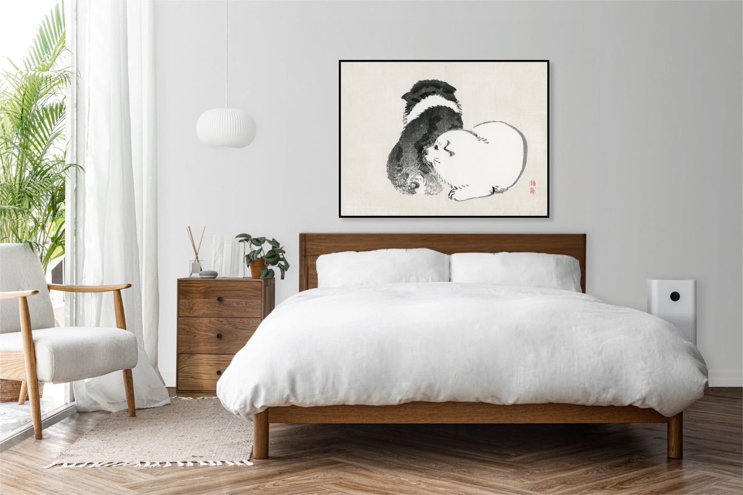 Plakat  Black and White Puppies, Kōno Bairei Vintage do Salonu