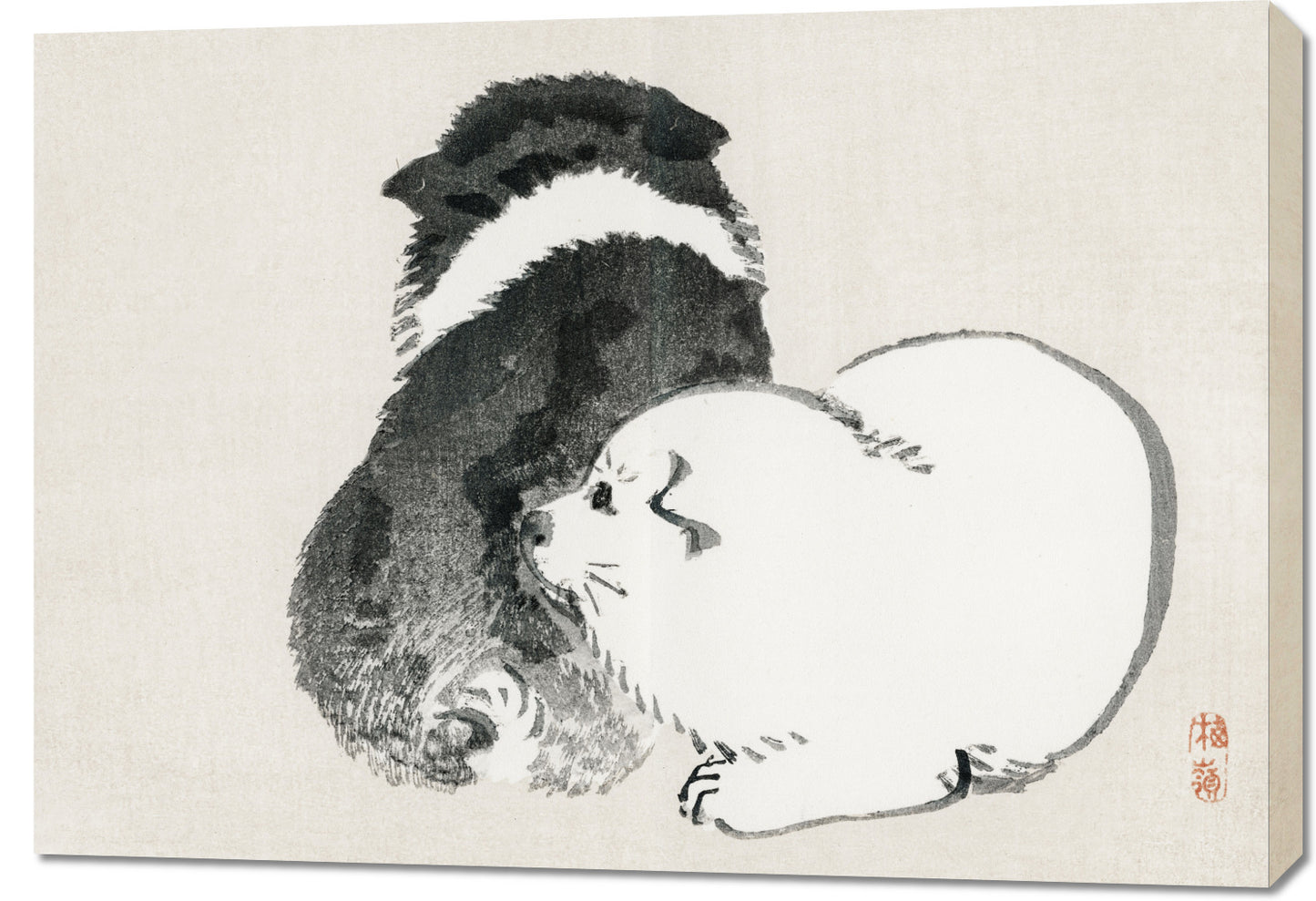 Obraz  Black and White Puppies, Kōno Bairei Vintage do Salonu