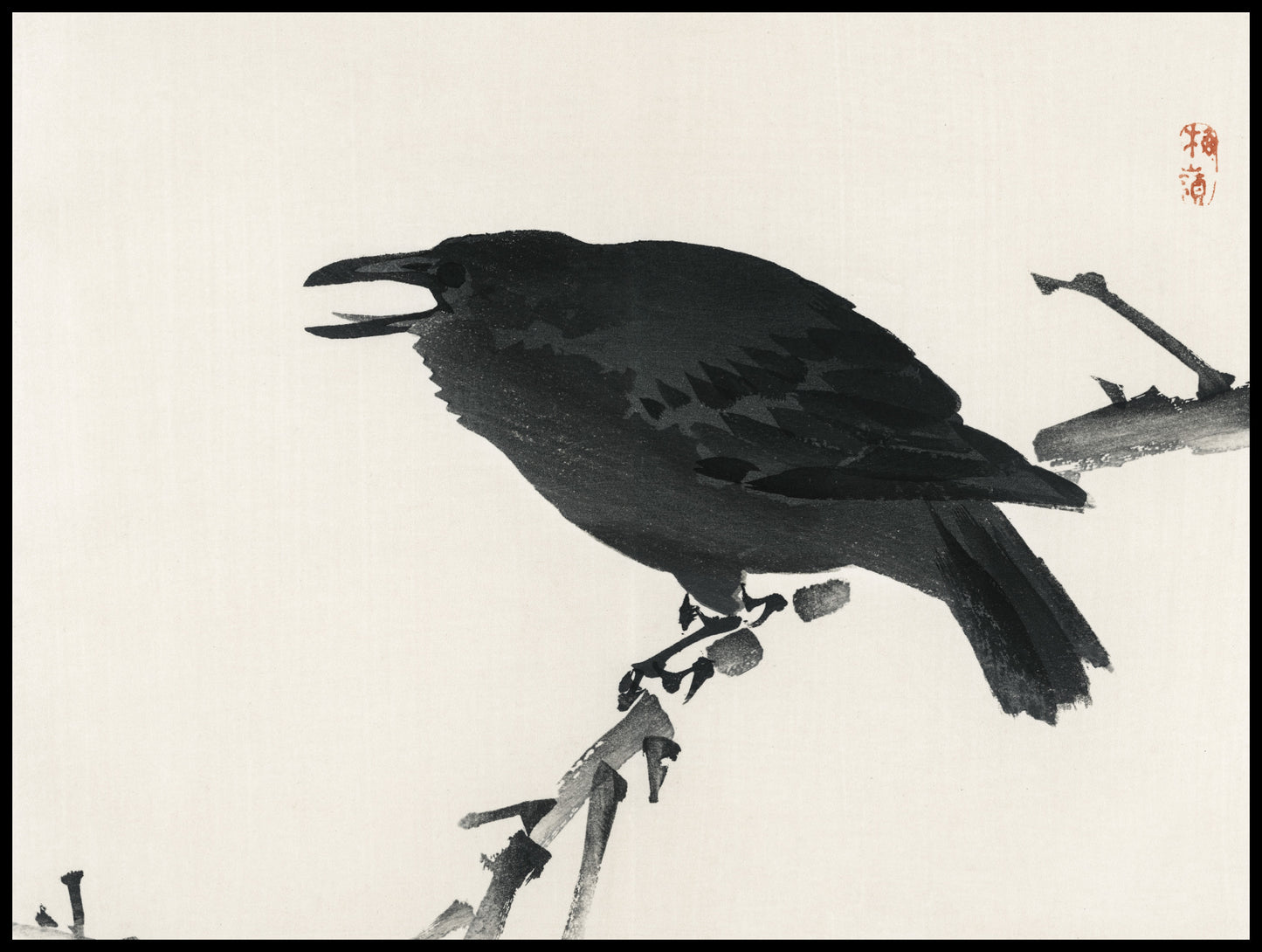 Plakat  Crow, Kōno Bairei Japoński Vintage do Salonu