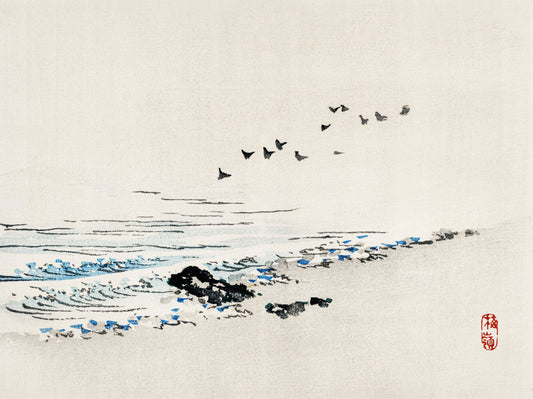 Plakat  Beach Scenery, Kōno Bairei Japoński Vintage do Salonu