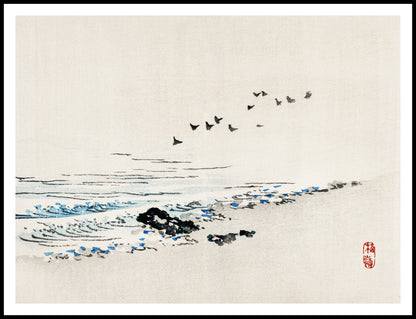Plakat  Beach Scenery, Kōno Bairei Japoński Vintage do Salonu