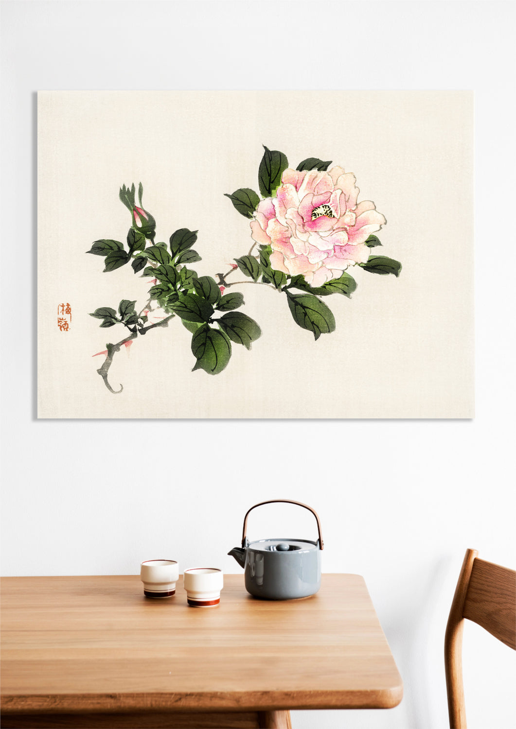 Obraz  Pink Rose 2, Kōno Bairei Japoński Vintage do Salonu