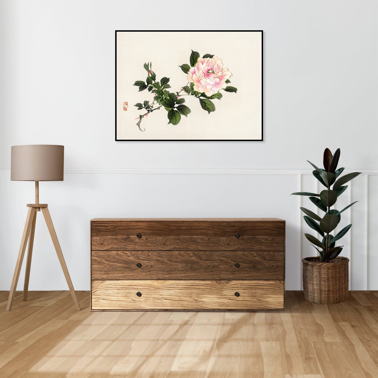 Plakat  Pink Rose 2, Kōno Bairei Japoński Vintage do Salonu