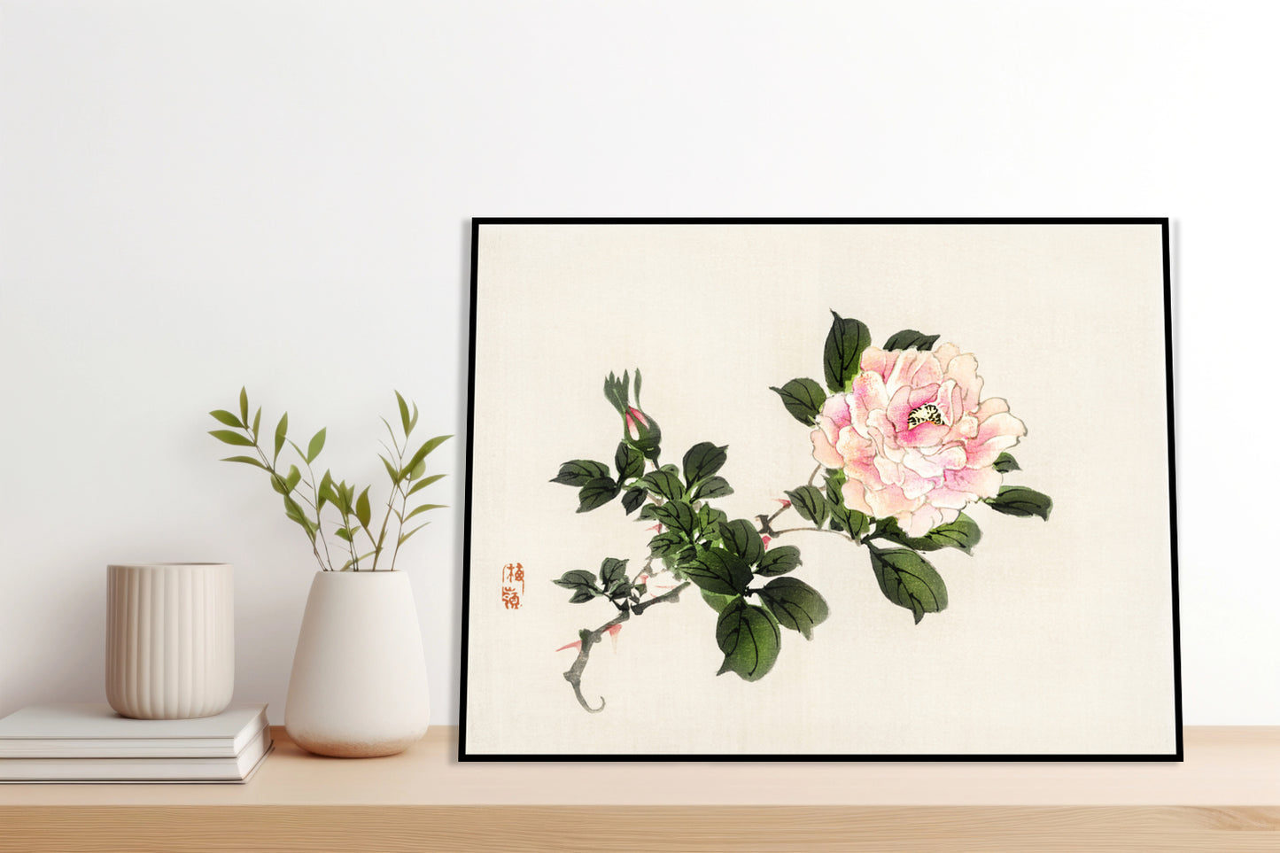 Plakat  Pink Rose 2, Kōno Bairei Japoński Vintage do Salonu