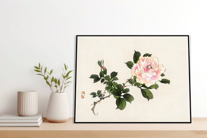 Plakat  Pink Rose 2, Kōno Bairei Japoński Vintage do Salonu