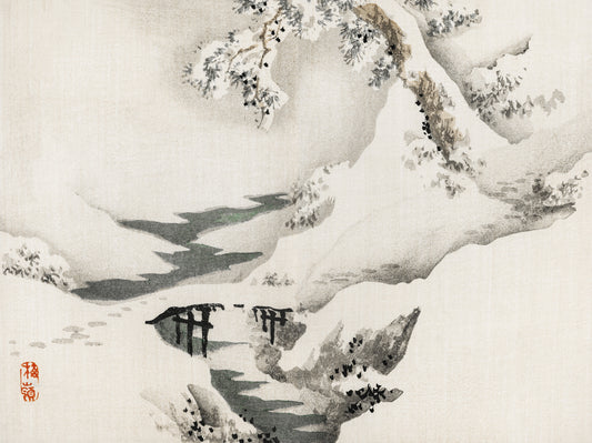 Plakat  Snowscape,  Kōno Bairei Japoński Vintage do Salonu