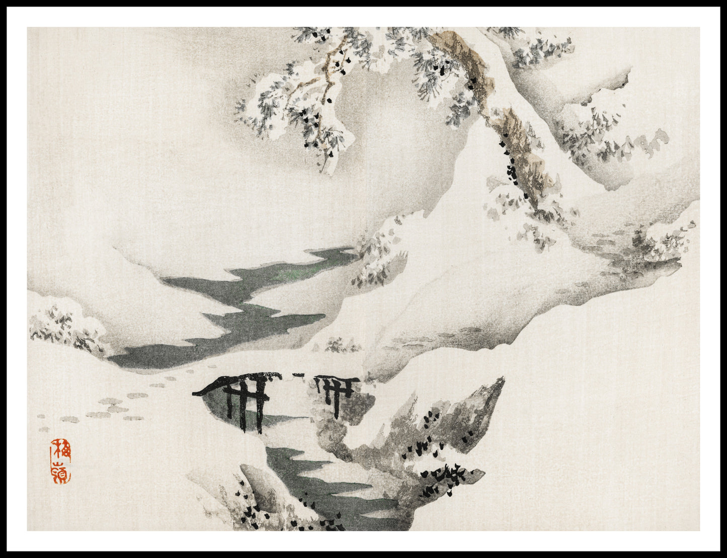 Plakat  Snowscape,  Kōno Bairei Japoński Vintage do Salonu