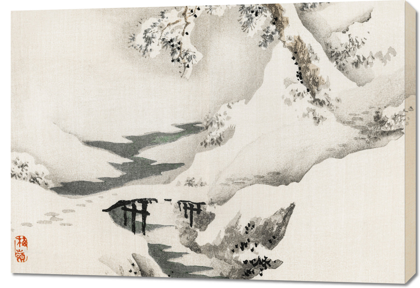 Obraz  Snowscape,  Kōno Bairei Japoński Vintage do Salonu