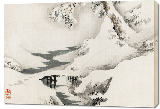 Obraz  Snowscape,  Kōno Bairei Japoński Vintage do Salonu