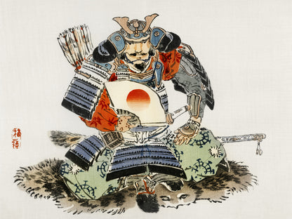 Plakat  Samurai, Kōno Bairei Japoński Vintage do Salonu