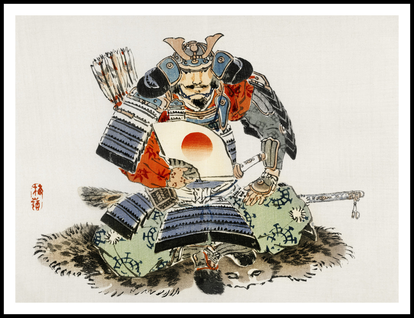 Plakat  Samurai, Kōno Bairei Japoński Vintage do Salonu