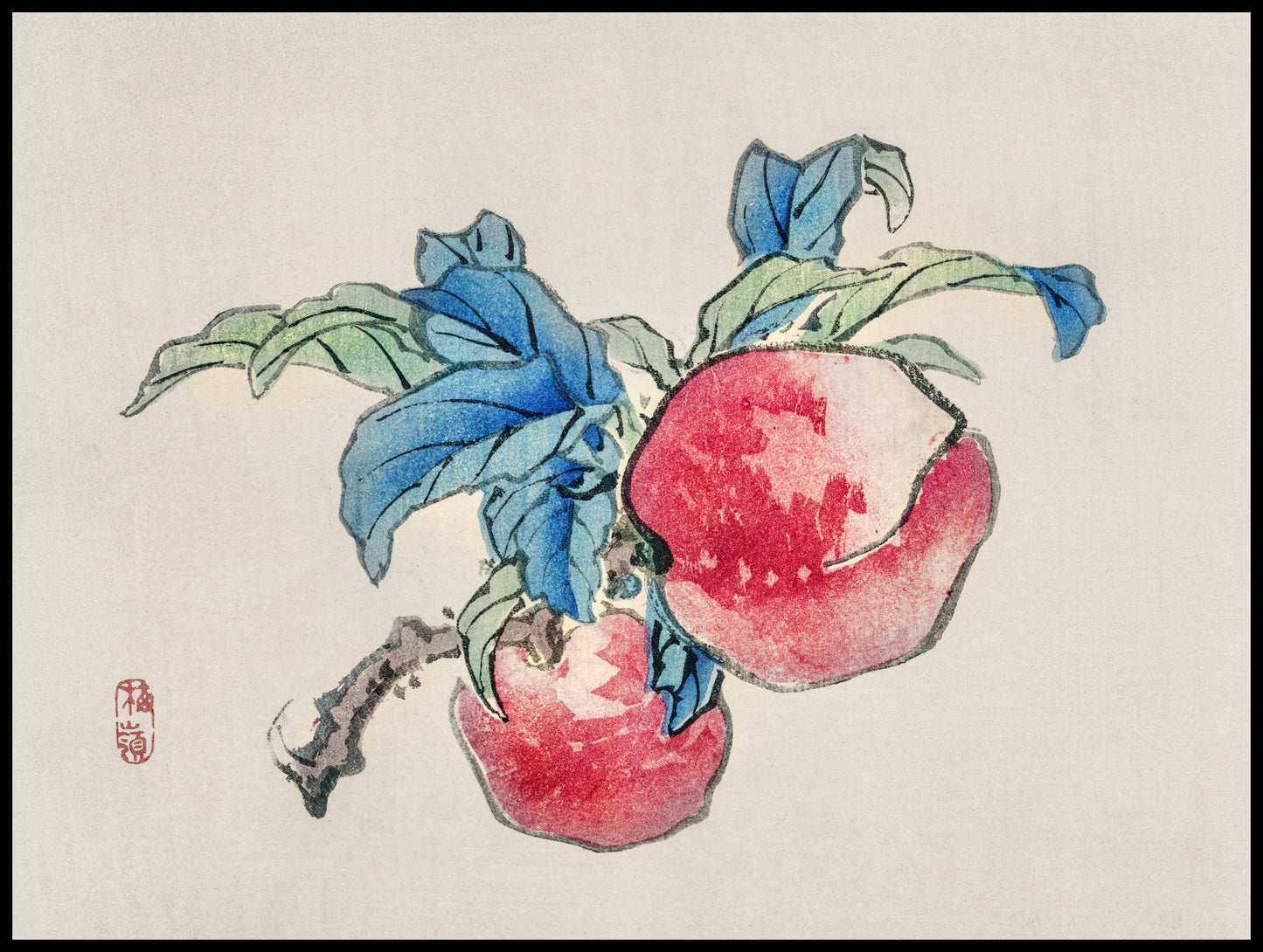 Plakat  Peaches, Kōno Bairei Japoński Vintage do Salonu