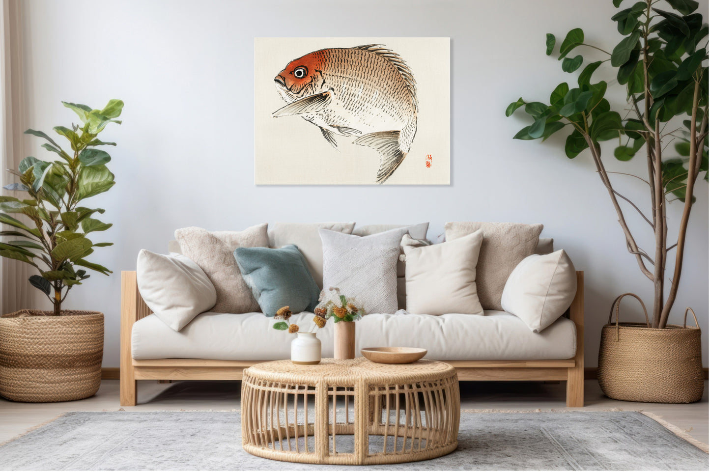 Obraz  Tai Fish,  Kōno Bairei Japoński Vintage do Salonu
