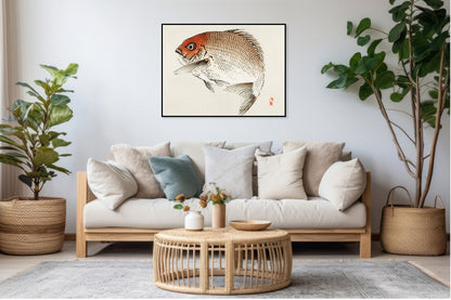 Plakat  Tai Fish,  Kōno Bairei Japoński Vintage do Salonu