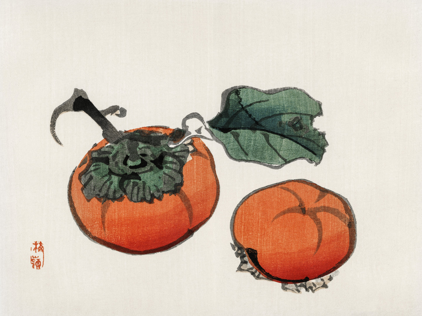 Plakat  Persimmons, Kōno Bairei Japoński Vintage do Salonu