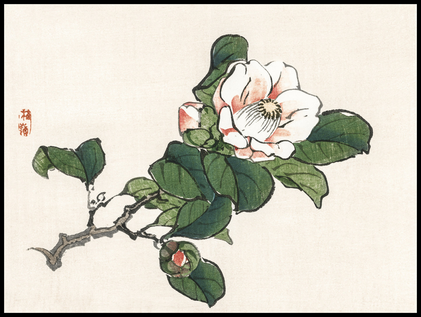 Plakat  Camelia, Kōno Bairei Japoński Vintage do Salonu