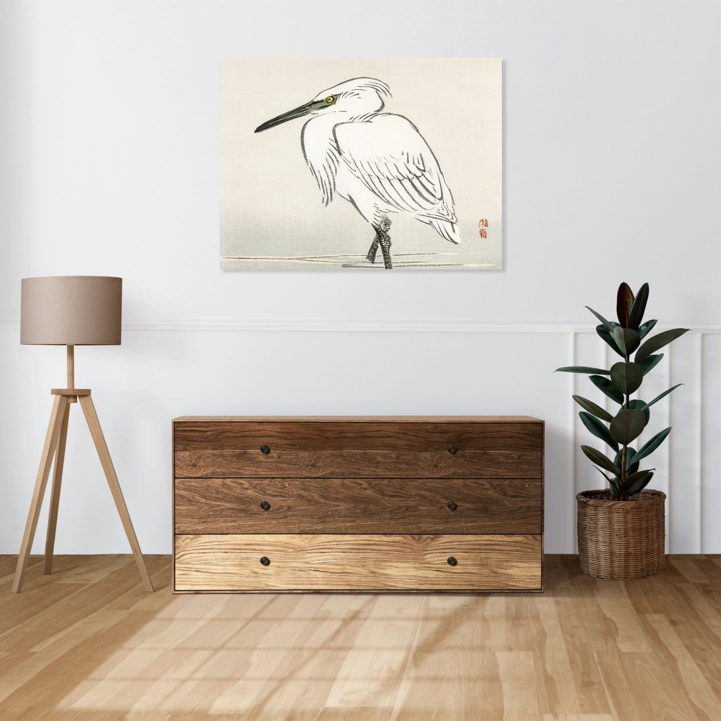 Obraz  Snowy Egret, Kōno Bairei Japoński Vintage do Salonu