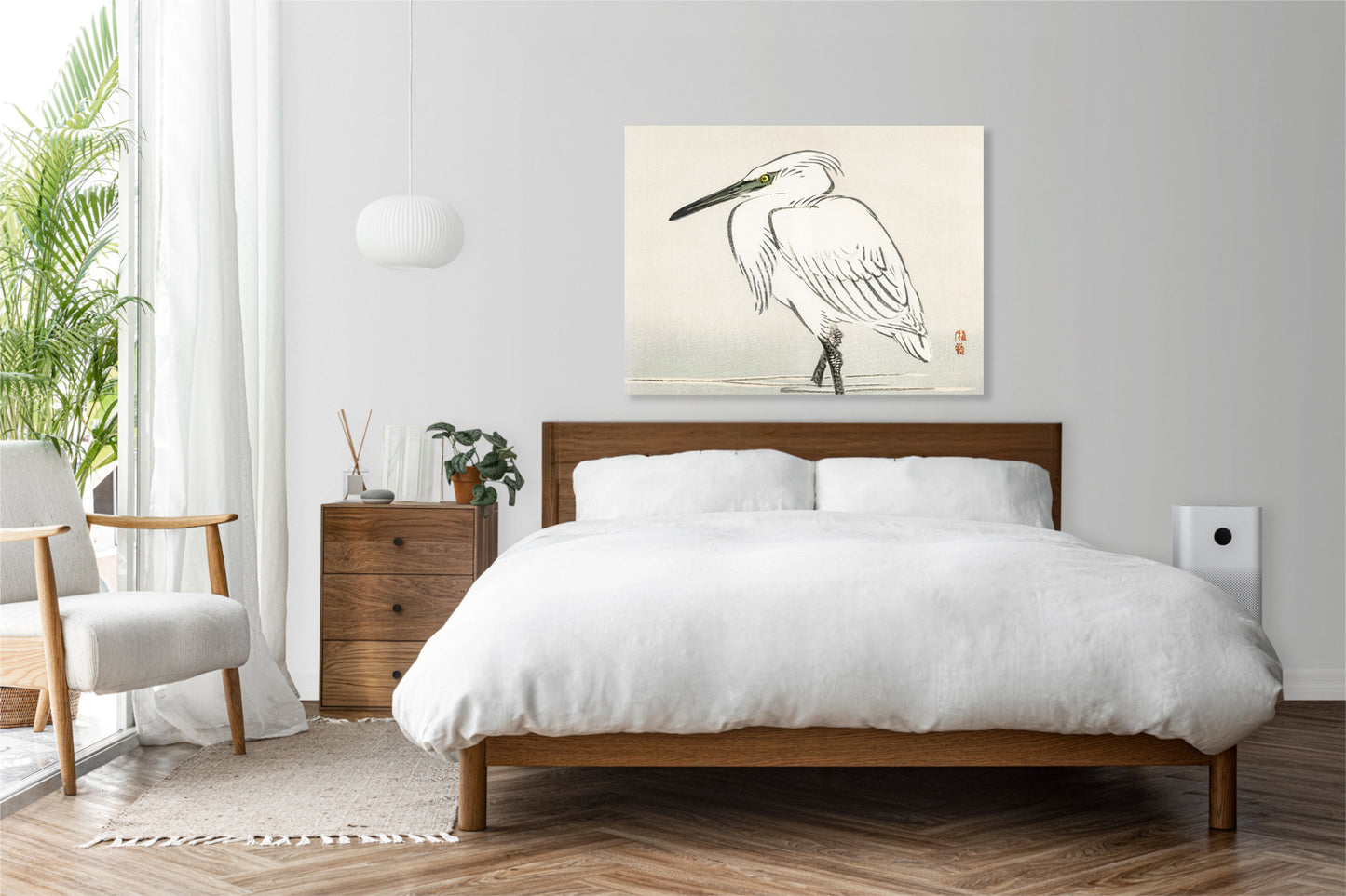 Obraz  Snowy Egret, Kōno Bairei Japoński Vintage do Salonu