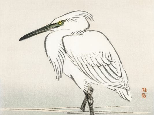 Plakat  Snowy Egret, Kōno Bairei Japoński Vintage do Salonu