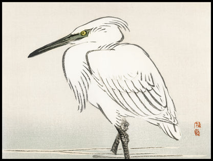 Plakat  Snowy Egret, Kōno Bairei Japoński Vintage do Salonu