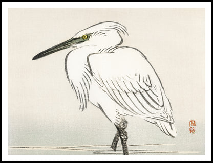 Plakat  Snowy Egret, Kōno Bairei Japoński Vintage do Salonu