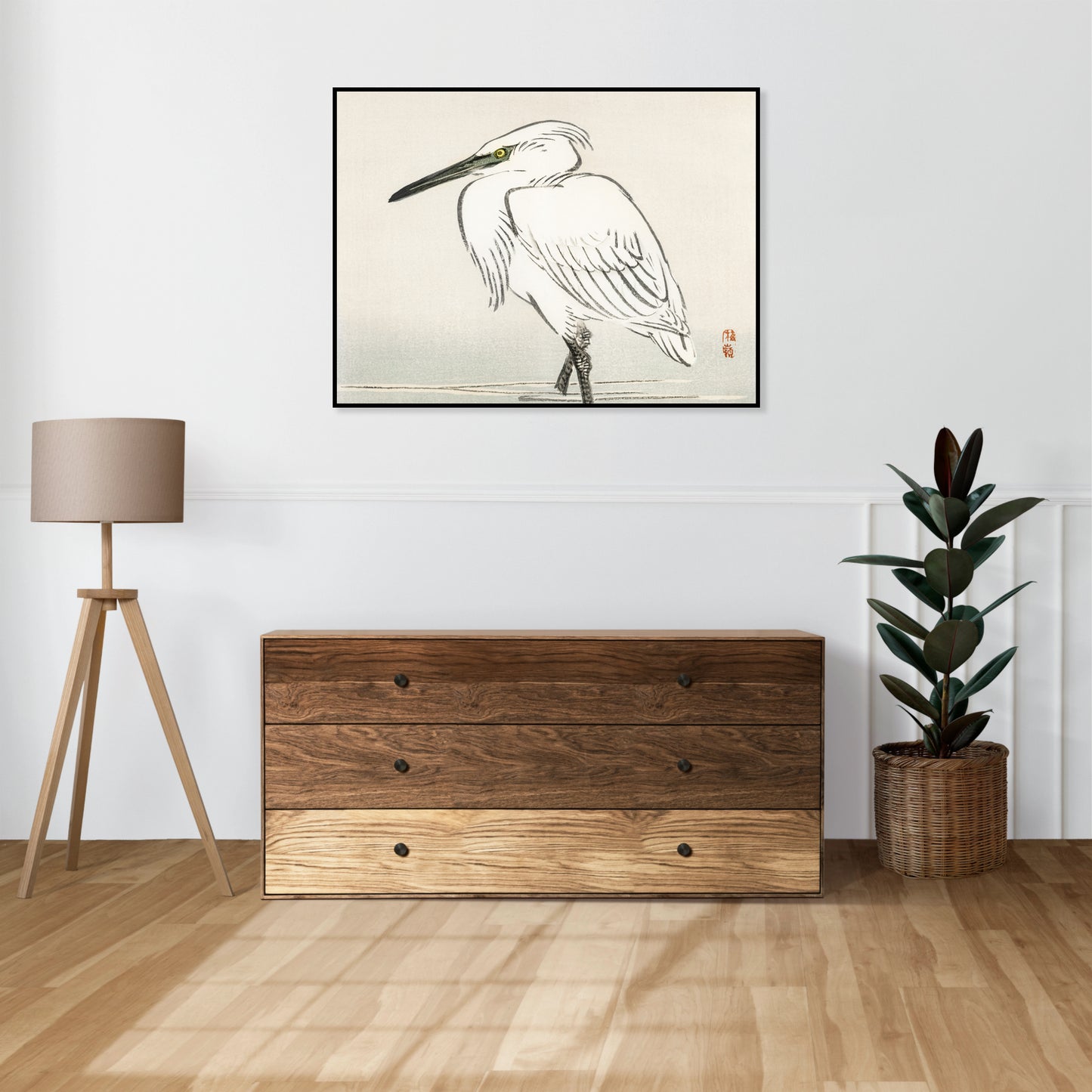 Plakat  Snowy Egret, Kōno Bairei Japoński Vintage do Salonu