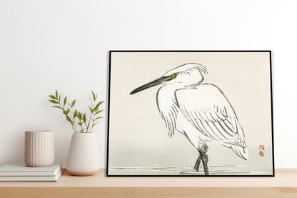 Plakat  Snowy Egret, Kōno Bairei Japoński Vintage do Salonu
