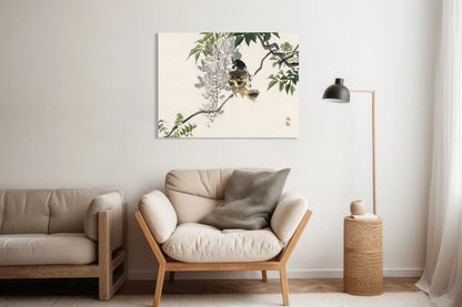 Obraz  Sparrow on a Branch, Kōno Bairei Japoński Vintage do Salonu
