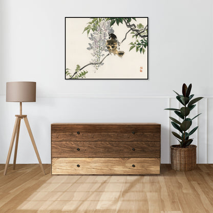 Plakat  Sparrow on a Branch, Kōno Bairei Japoński Vintage do Salonu