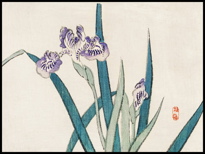 Plakat  Irises, Kōno Bairei Japoński Vintage do Salonu
