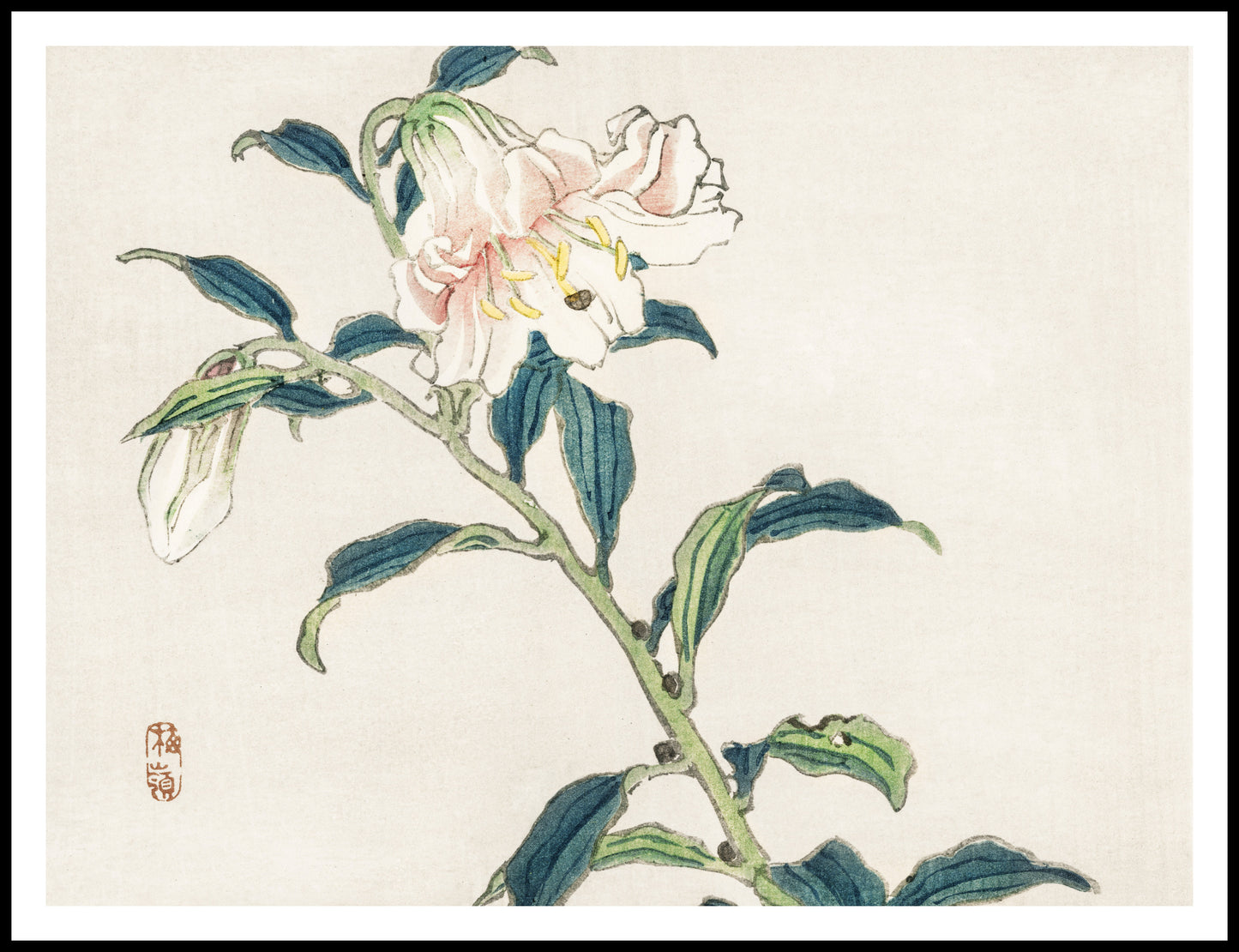 Plakat  Lily, Kōno Bairei Japoński Vintage do Salonu