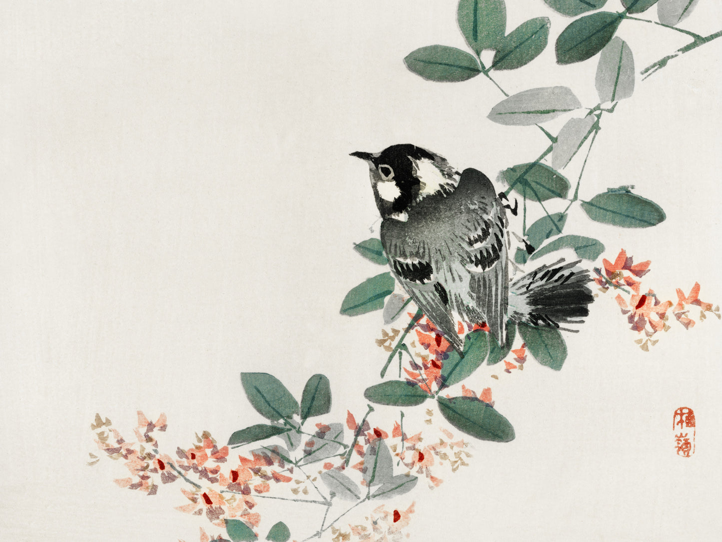 Plakat  Black-Capped Chickadee,  Kōno Bairei Vintage do Salonu