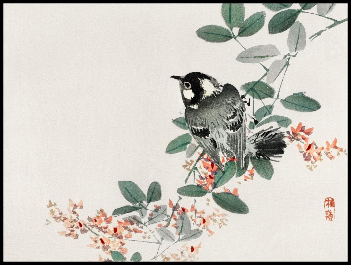 Plakat  Black-Capped Chickadee,  Kōno Bairei Vintage do Salonu