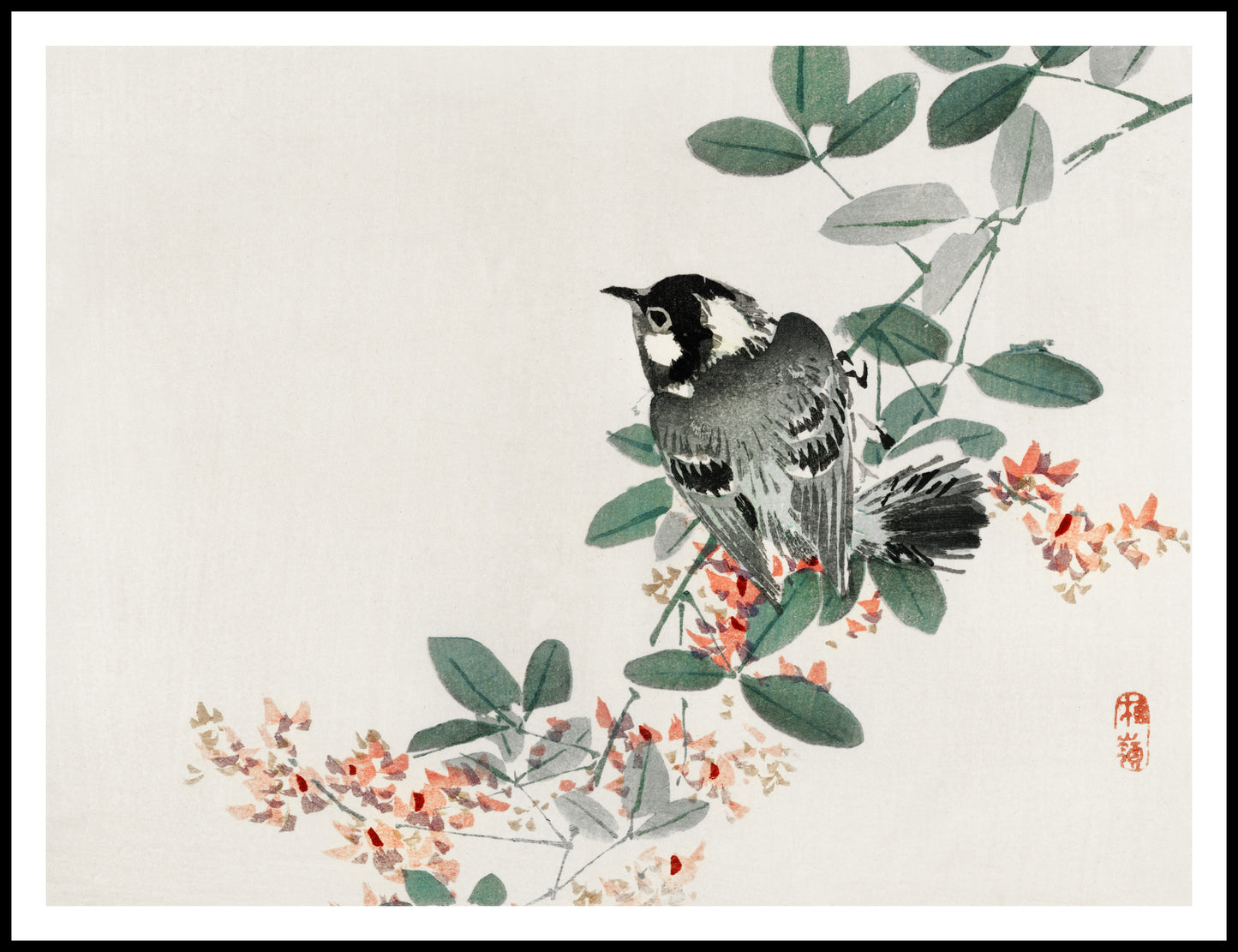 Plakat  Black-Capped Chickadee,  Kōno Bairei Vintage do Salonu