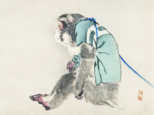 Plakat  Monkey, Kōno Bairei Japoński Vintage do Salonu