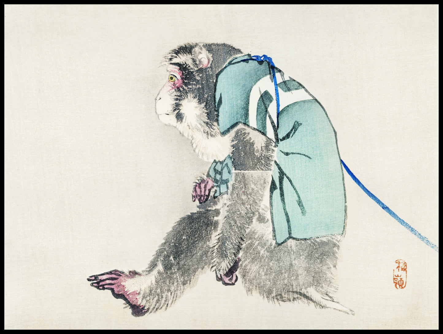 Plakat  Monkey, Kōno Bairei Japoński Vintage do Salonu