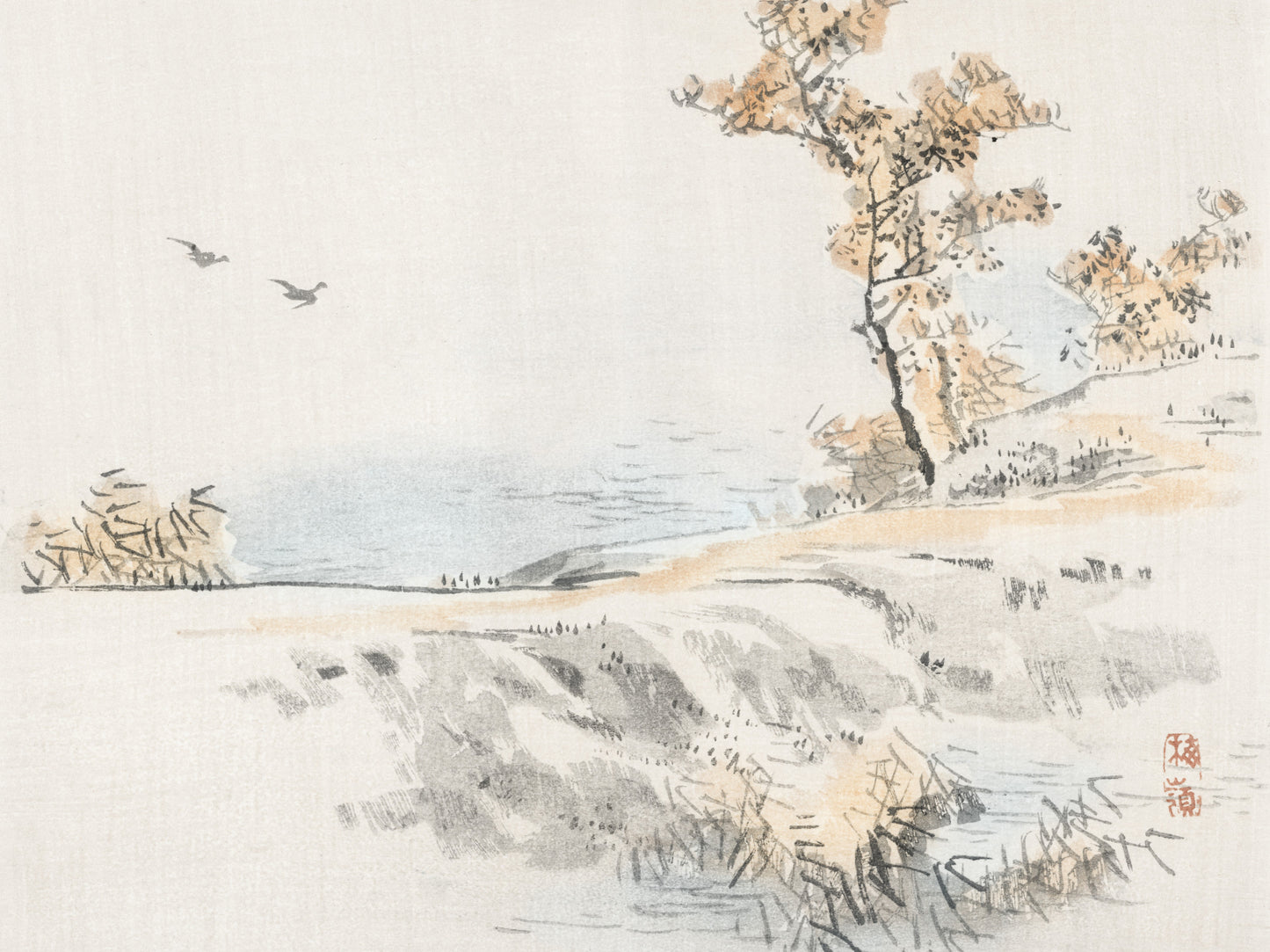 Plakat  Landscape, Kōno Bairei Japoński Vintage do Salonu
