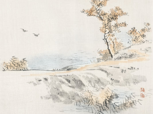 Plakat  Landscape, Kōno Bairei Japoński Vintage do Salonu
