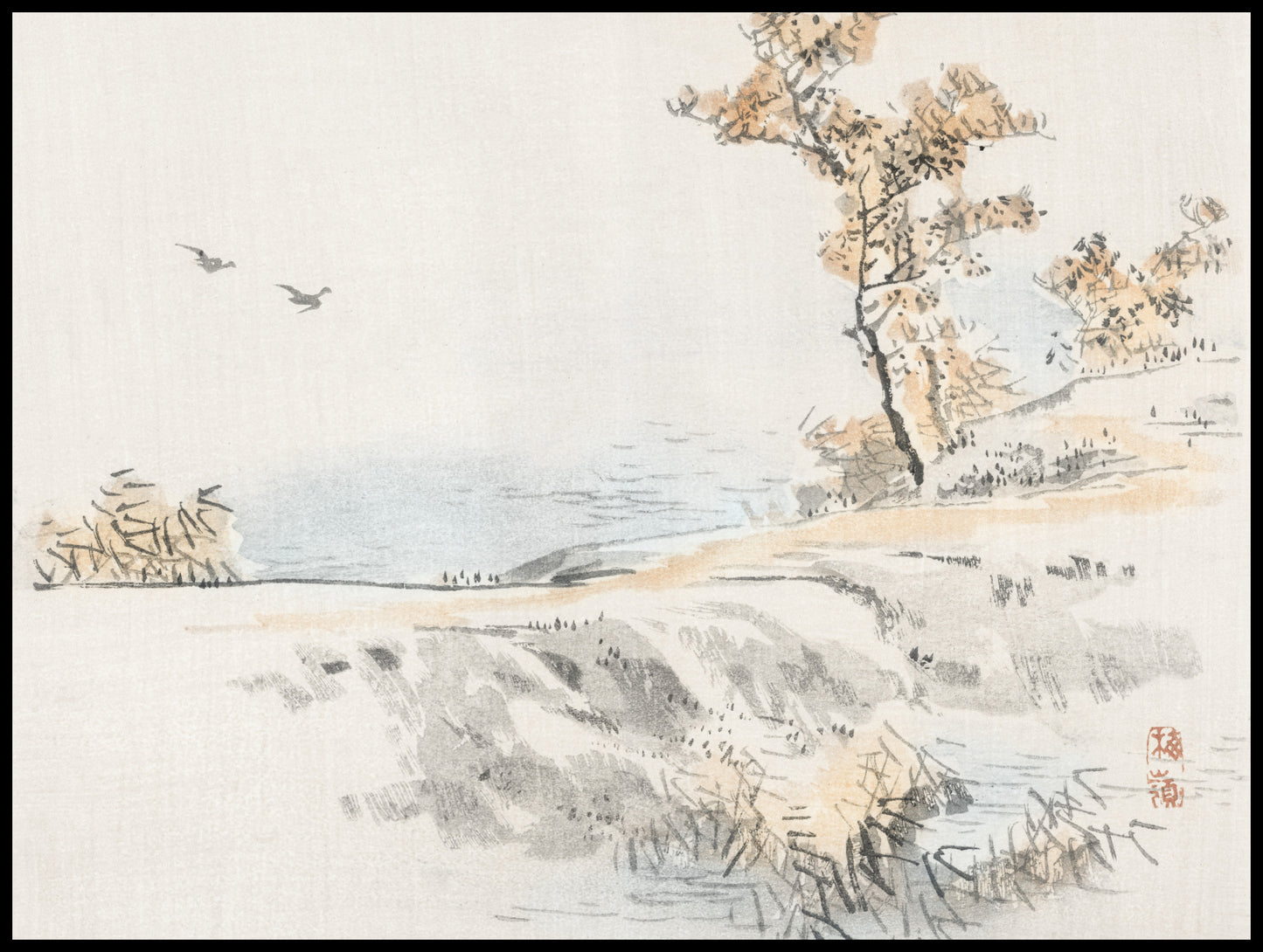 Plakat  Landscape, Kōno Bairei Japoński Vintage do Salonu